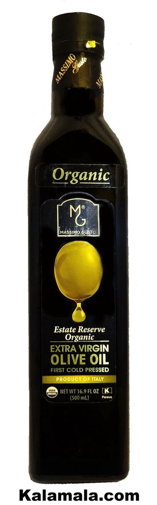 Extra Virgin Organic Olive Oil - 2 Packs (0.5 Liter Each) -Organic, Extra Virgin - Oil - Kalamala - Massimo Gusto