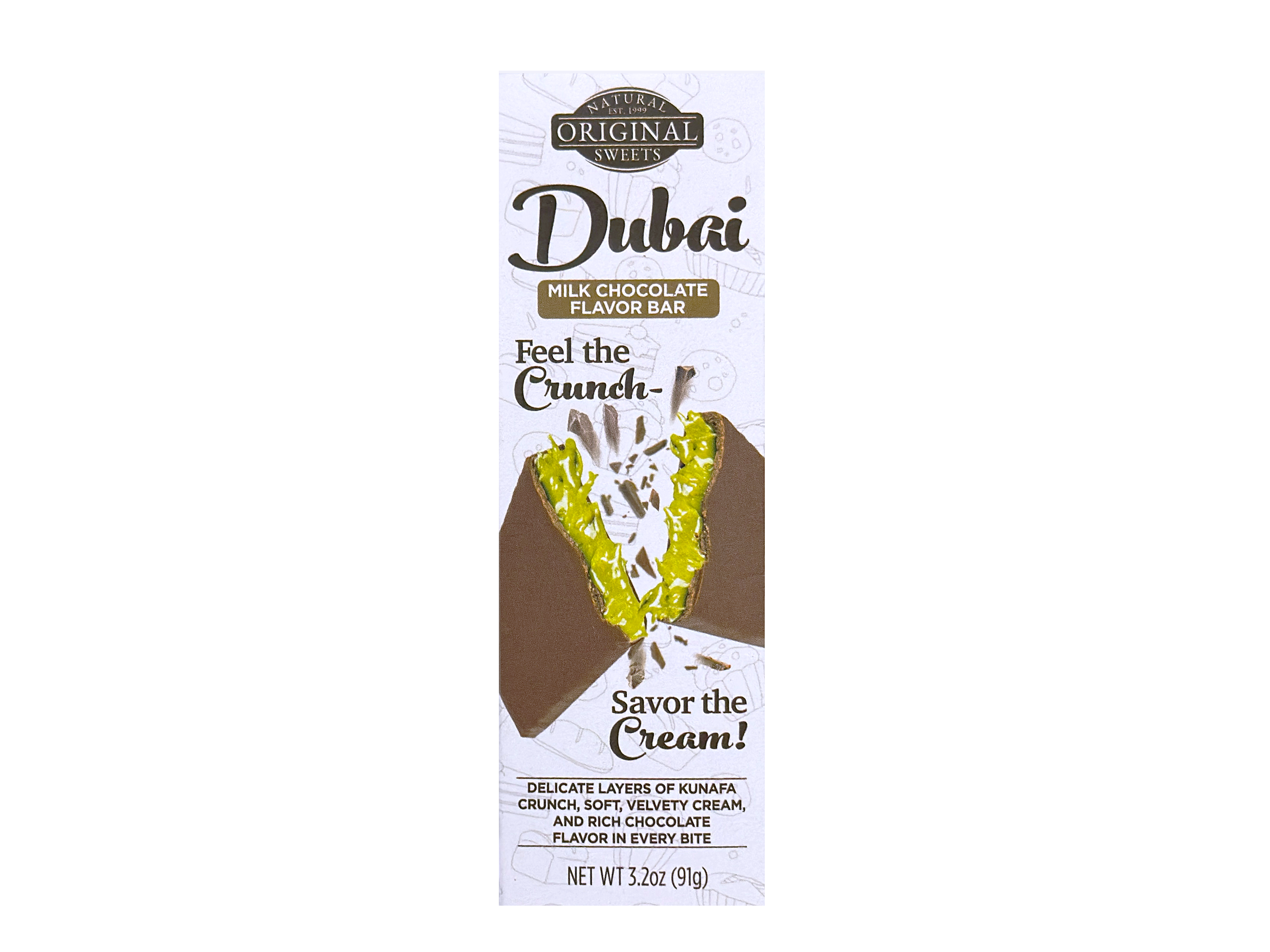 dubai chocolate flavored vape Original Natural Sweets, Dubai Milk Chocolate Bar