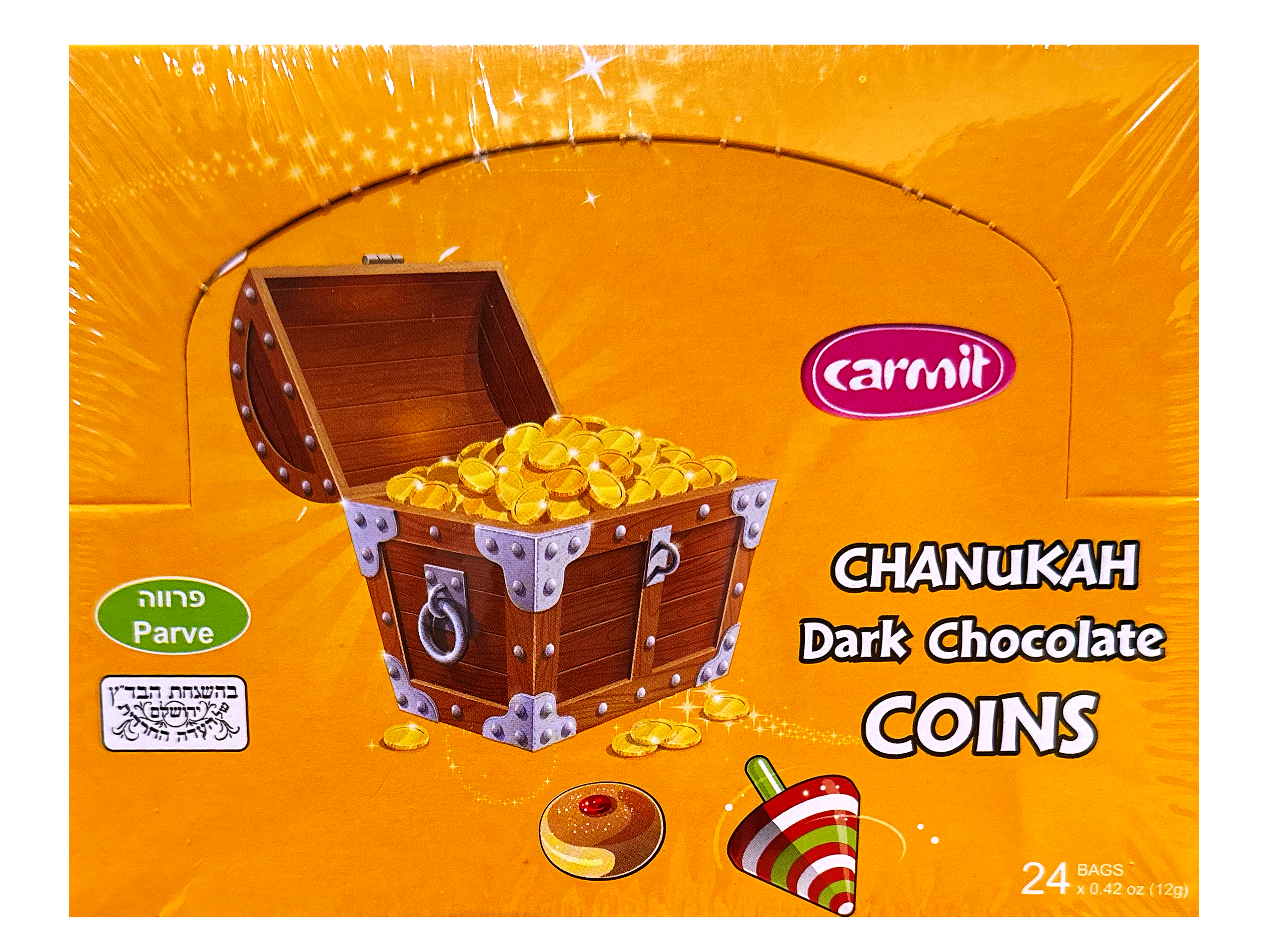 Hanukkah Dark Chocolate Coins (24 Bags*0.42 Oz) Carmit (Chanukah