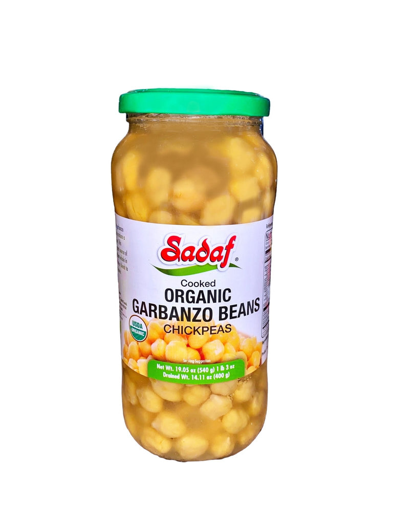 Cooked Organic Garbanzo Beans - Organic, Jar - Prepared Beans - Kalamala - Sadaf