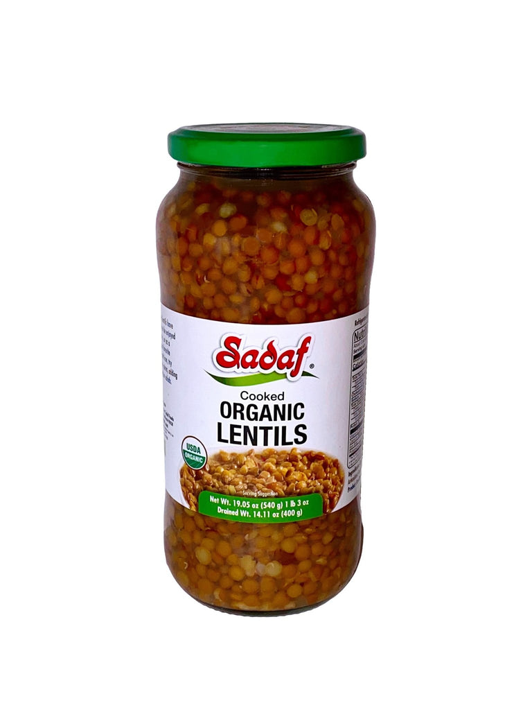 Cooked Organic Lentils - Jar - Organic ( Adas Pokhteh ) - Prepared Beans - Kalamala - Sadaf