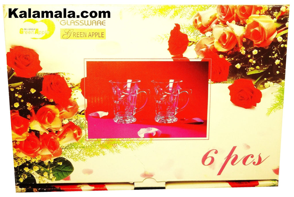 Diamond Cut Formal Tea Glasses - Set - Set of Six ( Cup-Estekan-Fenjan ) - Serve Tea - Kalamala - Kalamala