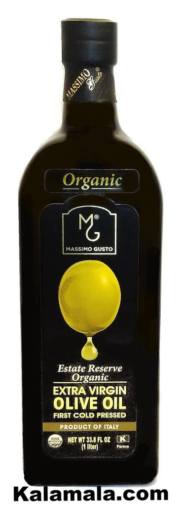 Extra Virgin Organic Olive Oil - 2 Packs (1 Liter Each) -Organic, Extra Virgin - Oil - Kalamala - Massimo Gusto