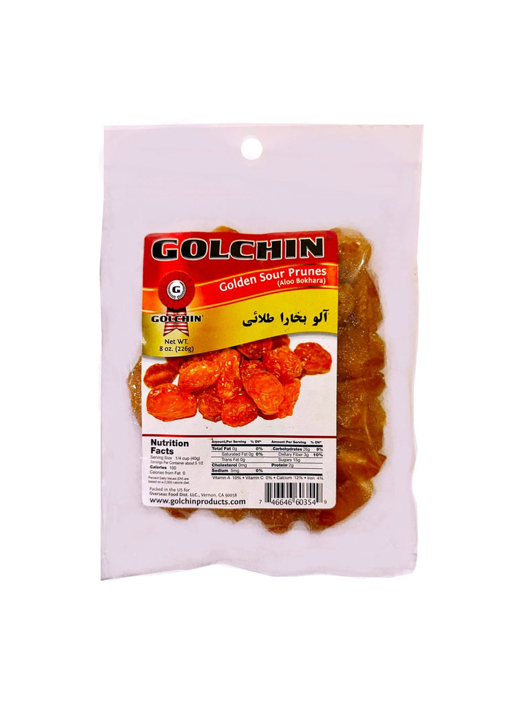 Golden Sour Prune - 8 Oz ( Aloo Khoreshti, Aloo Bukhara, Alu Bokhara ) - Dried Fruit and Berries - Kalamala - Golchin
