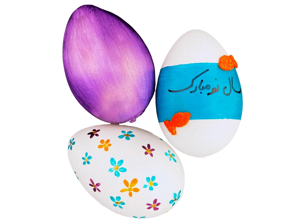 Haft-Seen Colored Plastic Egg Sets - 3 Pieces -Persian New Year, Norooz, Nowruz - Noruz - Kalamala - Kalamala