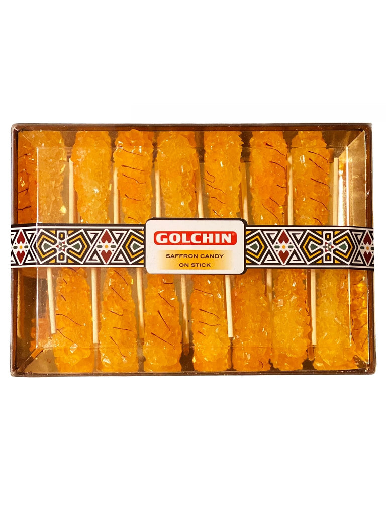 Saffron Rock Candy - Sticks - 14 Sticks ( Nabat-Nabaat ) - Rock Candy - Kalamala - Golchin