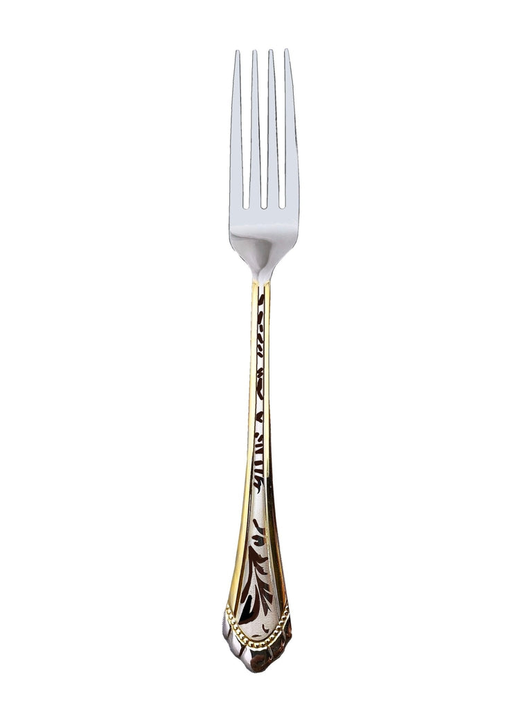Stainless Steel Dinner Forks - 6 Pcs -Silver/Gold Colored, Classy ( Cnangal Ghaza Khori ) - Serveware - Kalamala - Kalamala